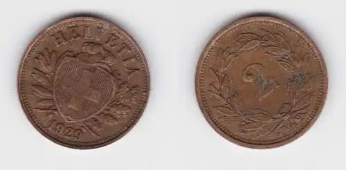 2 Rappen Kupfer Münze Schweiz 1929 B ss+ (146179)
