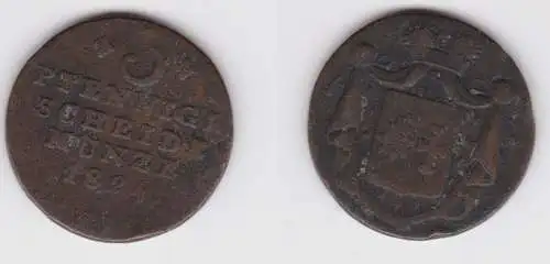 3 Pfennige Kupfer Münze Waldeck und Pyrmont 1824 s (141466)