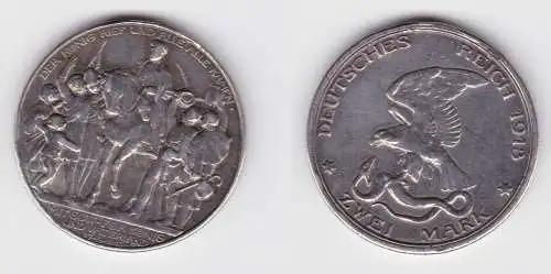 2 Mark Silbermünze Preussen Der König rief .... 1913 Jäger 109 ss (151672)