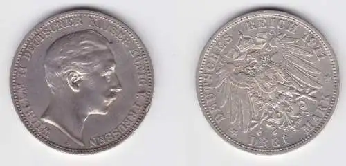 3 Mark Silbermünze Preussen Kaiser Wilhelm II 1911 A Jäger 103 ss (150186)