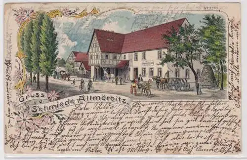 40207 Ak Lithographie Gruß von der Schmiede Altmörbitz1900