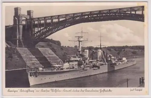 901783 Ak Kreuzer "Königsberg" im Kaiser Wilhelm Kanal 1938