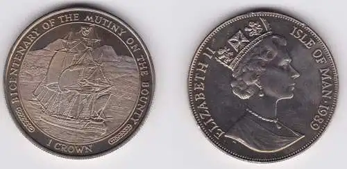 1 Crown Münze Isle of Man 200th Anniversary of Mutiny on the Bounty 1989(157088)