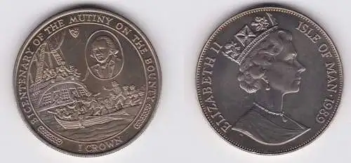 1 Crown Münze Isle of Man 200th Anniversary of Mutiny on the Bounty 1989(157064)