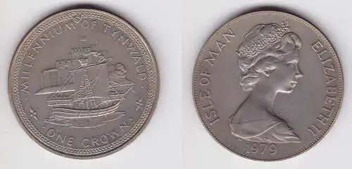 1 Crown Kupfer Nickel Münze Isle of Man Millenium of Tynwald 1979 (156960)