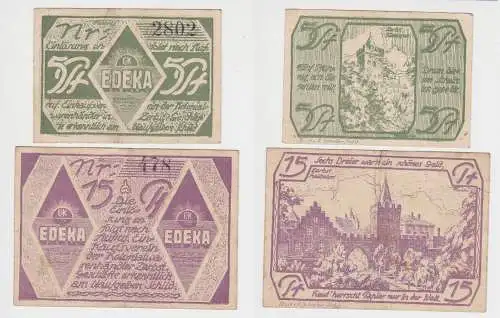 5 & 15 Pfennig Banknoten Notgeld EDEKA Kolonialwarenhändler Zerbst (150677)