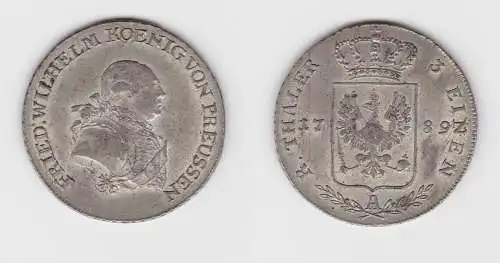 1/3 Taler Silber Münze Preussen Friedrich Wilhelm 1789 vz (129931)
