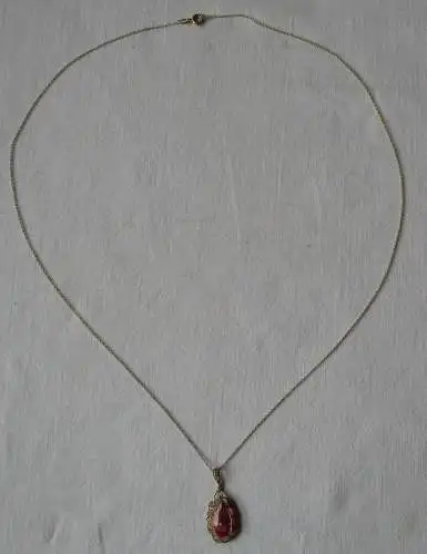Charmante 585er Gold Halskette mit rosa Schmuckstein Anhänger (113116)