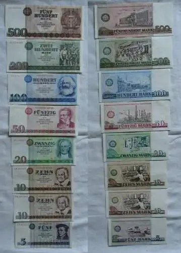 Banknoten 5 bis 500 Mark DDR 1971-85 fast kassenfrisch UNC (150424)