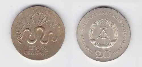 DDR Gedenk Münze 20 Mark Lucas Cranach 1972 Silber Stempelglanz (136908)