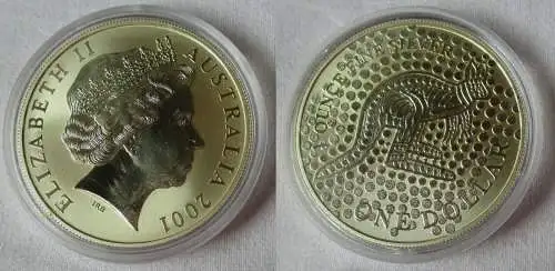 1 Dollar Silber Münze Australien Rotes Riesen Känguru 2001 1 Unze Ag (134311)