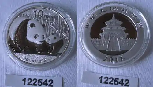 10 Yuan Silber Münze China Panda 1 Unze Feinsilber 2011 Stgl. (122542)