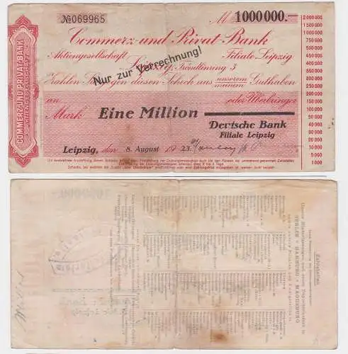 1 Million Mark Banknote Leipzig Commerz- & Privat Bank 8.8.1923 (122052)
