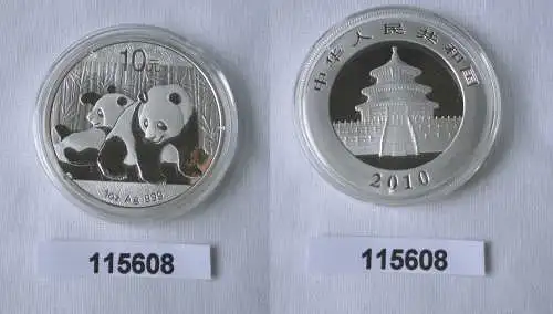 10 Yuan Silber Münze China Panda 1 Unze Feinsilber 2010 Stgl. (115608)