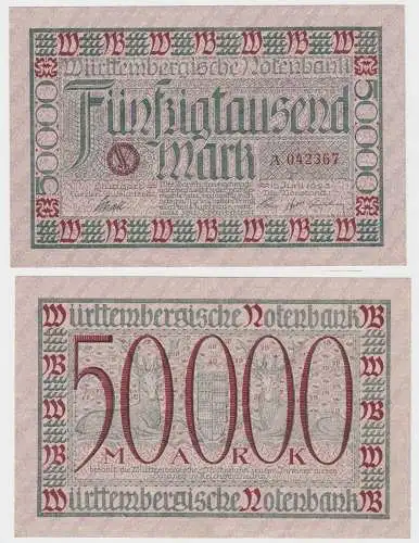 50000 Mark Banknote Württembergische Notenbank 10.6.1923 (126761)