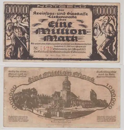 1 Million Mark Banknote Inflation Notgeld Kreis Liebenwerda 1923 (138647)