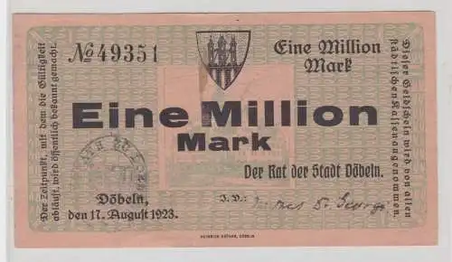 Eine Million Mark Banknote Stadt Döbeln 17.August 1923 (138499)