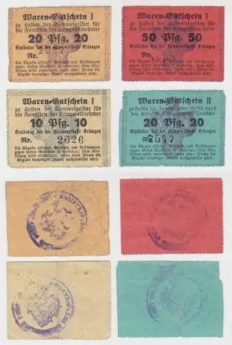4 Banknoten Notgeld Warengutschein Kämmereikasse Erlangen ohne Jahr (138057)