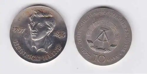 DDR Gedenk Silber Münze 10 Mark Heinrich Heine 1972 (102498)