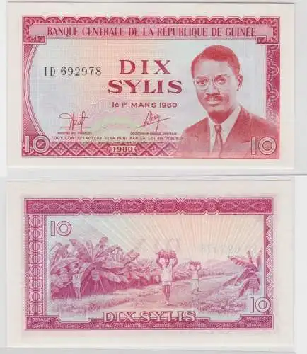 10 Sylis Banknote Guinea République de Guinée 1980 bankfrisch UNC (131066)