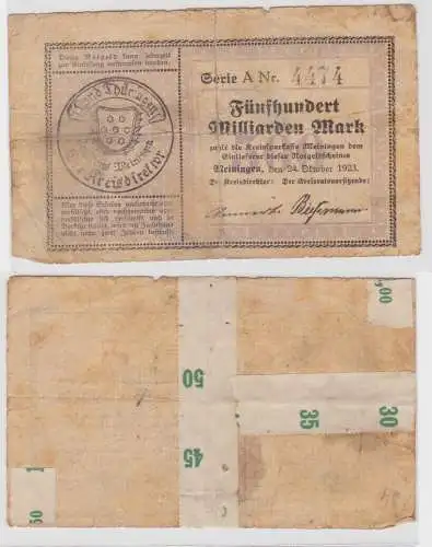 500 Milliarden Mark BanknoteKreissparkasse Meiningen  24.10.1923 (144274)
