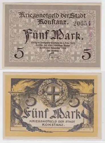 5 Mark Banknote Kriegsnotgeld der Stadt Konstanz November 1918 (144093)