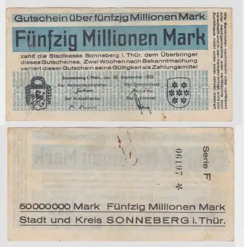 50 Millionen Mark Banknote Sonneberg in Thüringen 25.09.1923 (143842)