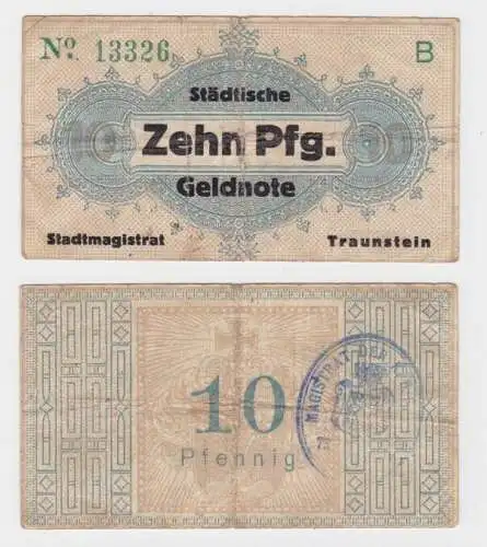 10 Pfennig Banknote Notgeld Stadtmagistrat Traunstein  (143615)