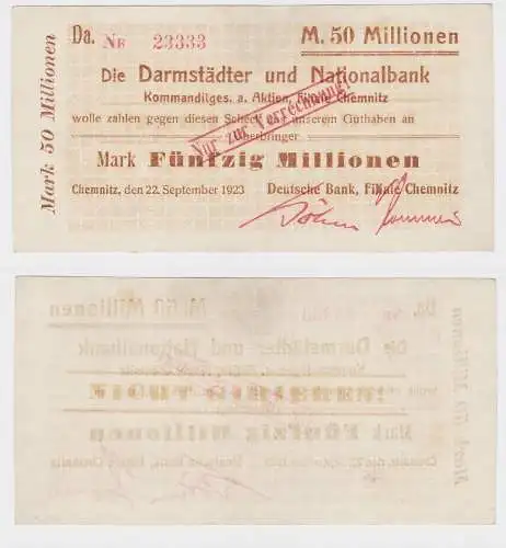 50 Millionen Mark Banknote Chemnitz Darmstädter & Nationalbank 22.9.1923(121503)