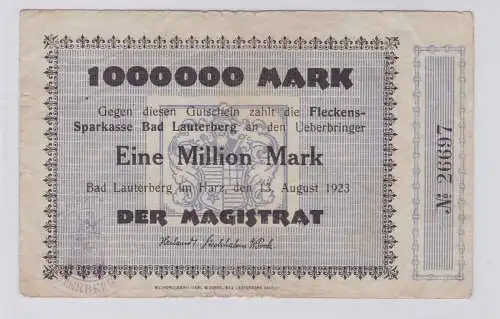 1 Million Mark Banknote Inflation Stadt Lauterberg 13.08.1923 (126204)