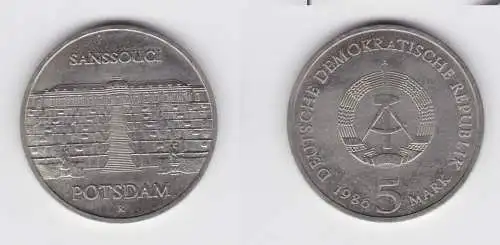 DDR Gedenk Münze 5 Mark Potsdam Sanssouci 1986 vorzüglich plus (137027)