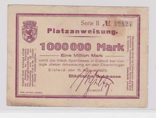 1 Million Mark Banknote Inflation Städt.Sparkasse Eisfeld 15.8.1923 (125954)