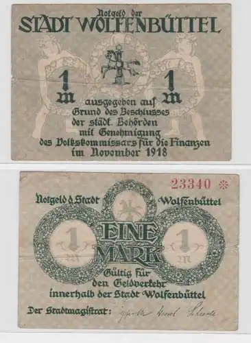 1 Mark Banknote Notgeld Stadt Wolfenbüttel November 1918 (137556)