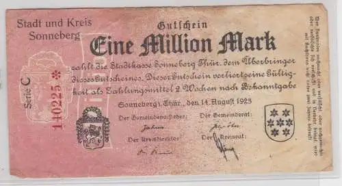 1 Million Mark Banknote Stadt und Kreis Sonneberg 14.08.1923 (135305)