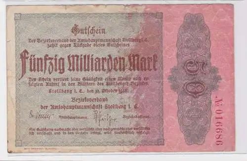 50 Milliarden Mark Banknote Amtshauptmannschaft Stollberg 12.10.1923 (120655)