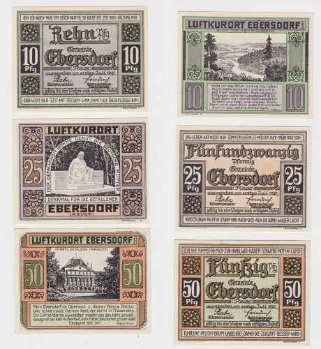 10 - 50 Pfennig Banknoten Notgeld Gemeinde Ebersdorf 1. Juli 1921 (136817)