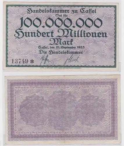 100 Millionen Mark Banknote Cassel die Handelskammer 21.9.1923 (121130)