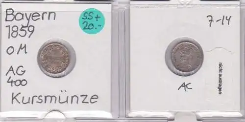 1 Kreuzer Silber Münze Bayern 1859 (121667)
