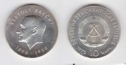 DDR Gedenk Silber Münze 10 Mark Bertholt Brecht 1973 (137110)