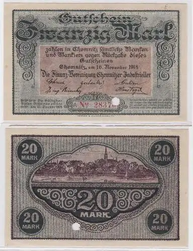 20 Mark Banknote Finanzvereinigung Chemnitzer Industrieller 16.11.1918 (121570)