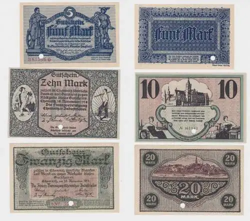 5 10 & 20 Mark Banknoten Finanzvereinigung Chemnitzer Industrieller 1918 /136624