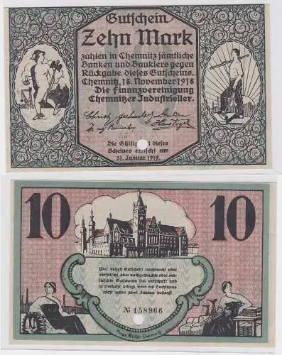 10 Mark Banknote Finanzvereinigung Chemnitzer Industrieller 18.11.1918 (121803)