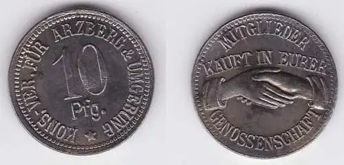 10 Pfennig Eisen Wertmarke Konsumverein für Arzberg & Umgebung (121568)