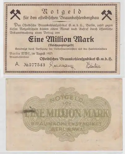 1 Million Mark Banknote Berlin Ostelbische Braunkohlensyndikat Aug.1923 (135056)