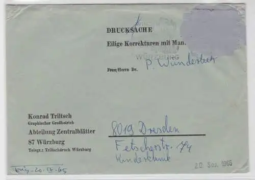 98947 BRD Postkrieg geschwärzte Marke auf Brief nach Dresden 20.9.1965