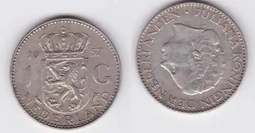 1 Gulden Silber Münze Niederlande 1957 (124501)