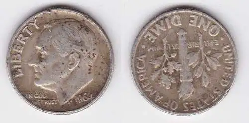 1 Dime Silber Münze USA 1964 (124436)