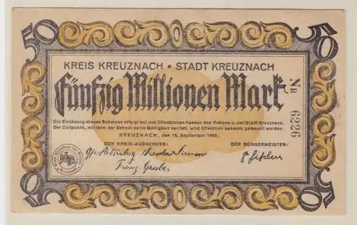 50 Millionen Banknote Inflation Notgeld Stadt Kreuznach 15.9.1923 (135655)