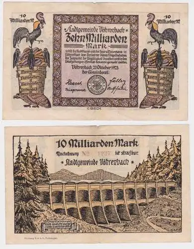 10 Milliarden Mark Banknote Stadtgemeinde Vöhrenbach 20.10.1923 (120636)