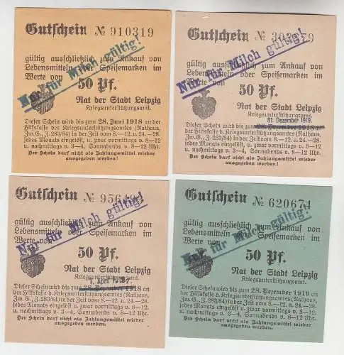 4 verschiedene 50 Pfennig Milch Gutscheine Stadt Leipzig (120520)